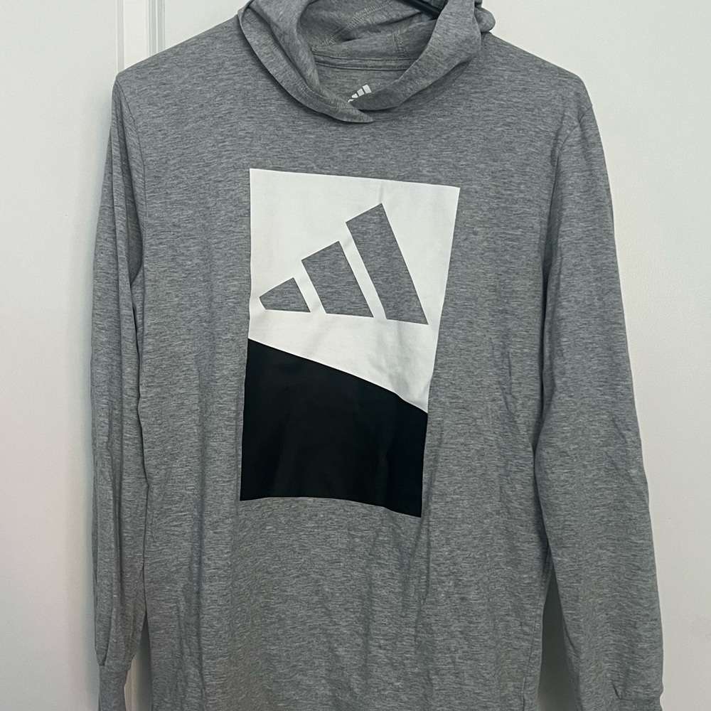 Adidas Gray Hoodie with Black and White Logo